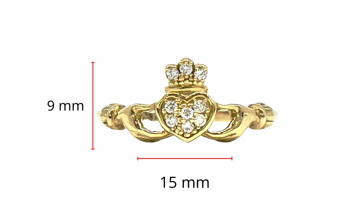 Yellow Gold Diamond Claddagh Ring
