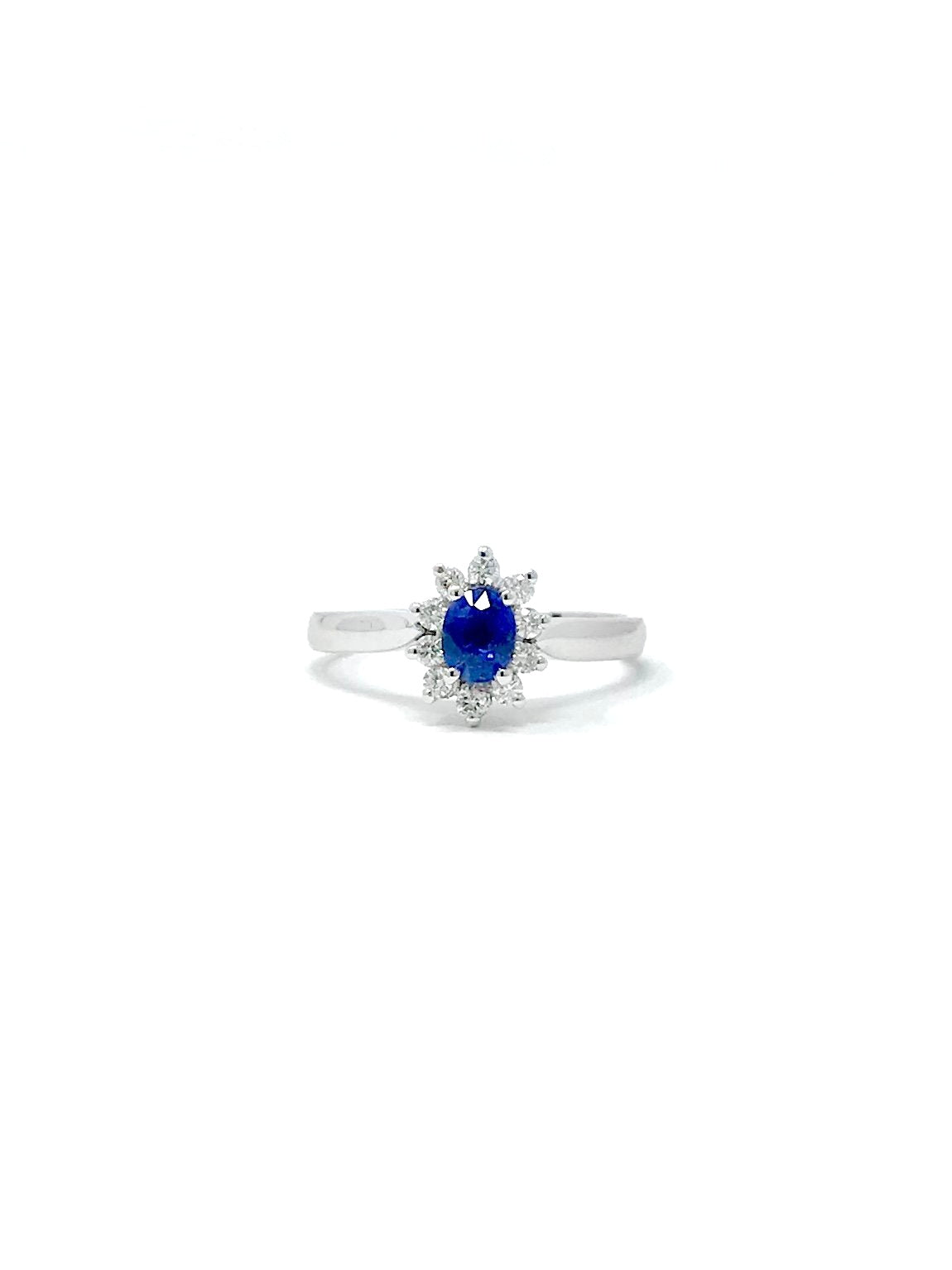 14K White Gold 0.40cttw Sapphire and 0.16cttw Diamond Ring, size 6