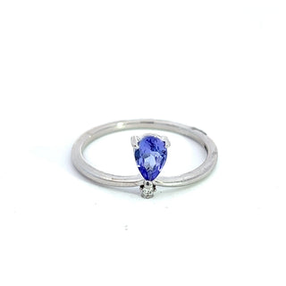 10K White Gold Tanzanite and Diamond Ring - Size 7