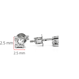 Aretes de diamantes canadienses de talla princesa de 0,15 quilates en oro blanco de 14 quilates