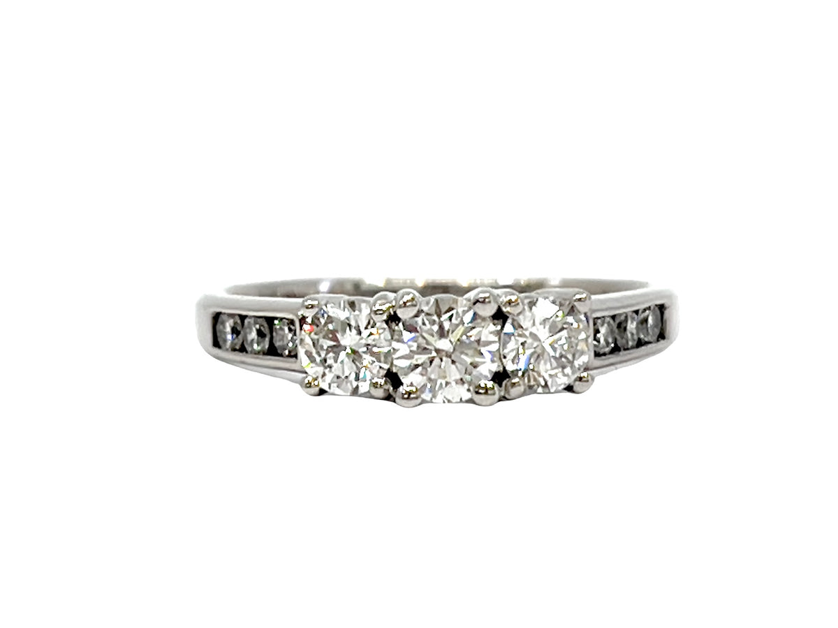 14K White Gold 0.75cttw Diamond 3 Stone (Past, Present &amp; Future) Diamond Engagement / Anniversary Ring, 6.5