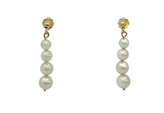 Pendiente de perlas de agua dulce en oro amarillo de 14 quilates