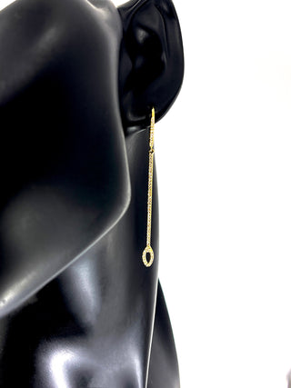 Aretes colgantes de diamantes de 0,31 quilates en oro amarillo de 14 quilates - 57 mm