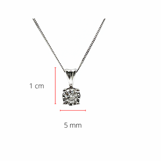 Colgante de diamantes con engaste de ilusión de 4 garras de 0,07 quilates en oro blanco de 10 quilates
