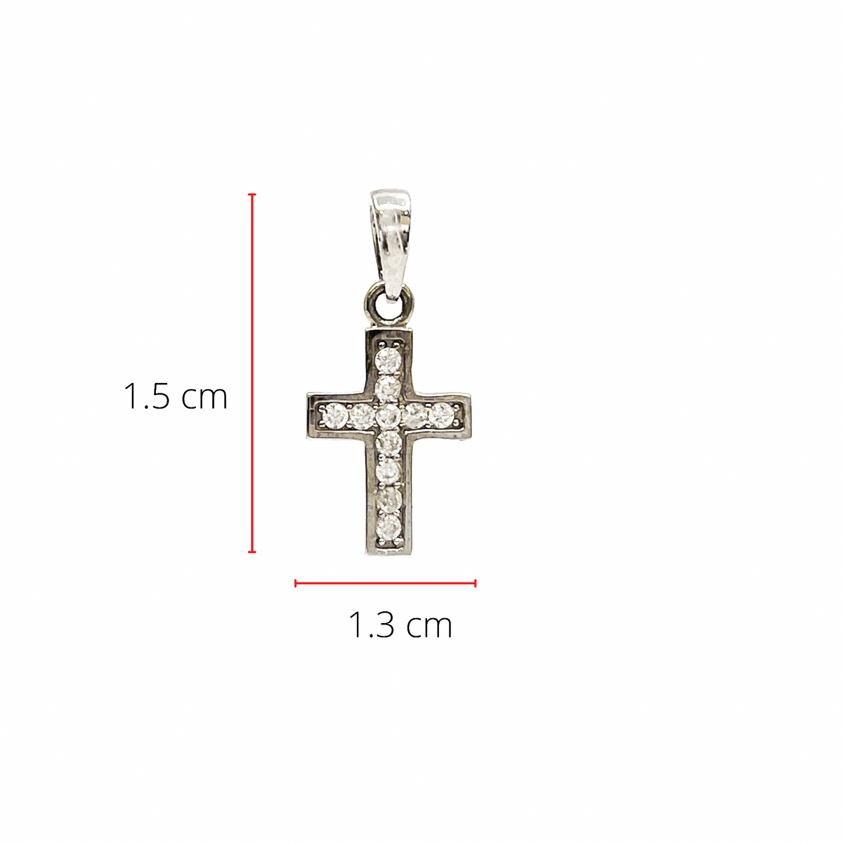 10K White Gold Cross with Cubic Zirconia Charm