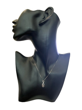 10K White Gold 0.03 cttw Diamond Pulse Pendant, 18"