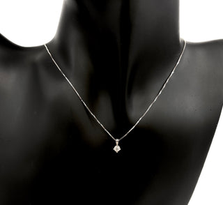 Colgante de diamante canadiense de talla redonda de 0,10 quilates en oro blanco de 14 quilates, 18"