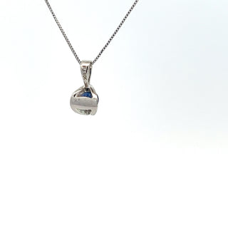 Colgante de zafiro auténtico de oro blanco de 10 quilates