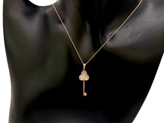 Colgante de nácar de oro rosa de 10 quilates y diamante de 0,02 quilates, 18"