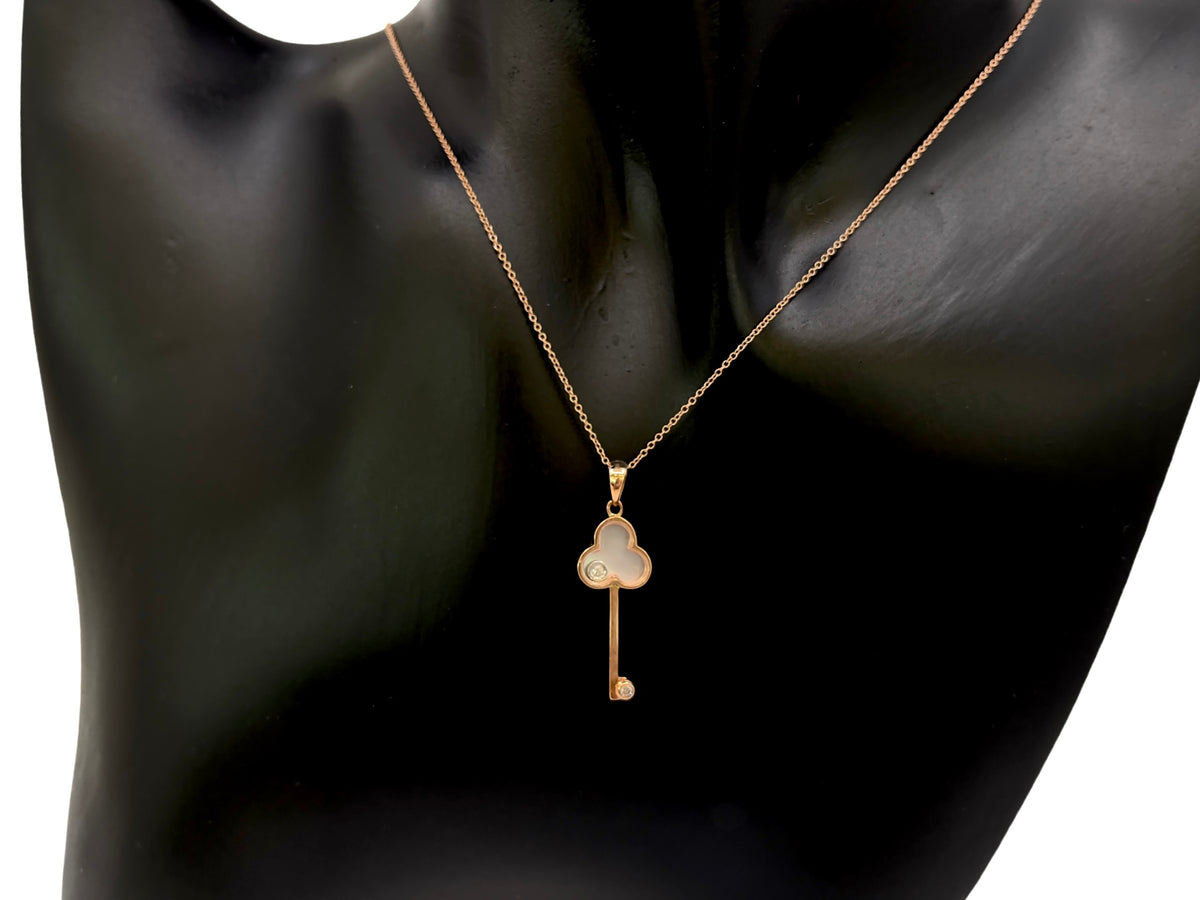 10K Rose Gold Mother of Pearl and 0.02cttw Diamond Pendant, 18&quot;