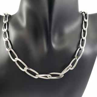 Cadena de clip de papel con corte de diamante de seis caras chapada en platino de 7,75 mm de plata de ley 925 - 22 pulgadas 