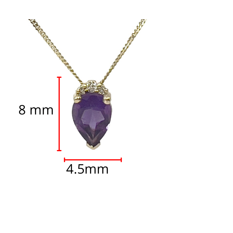 10K Yellow Gold Amethyst and Diamond Pendant, 18&quot;