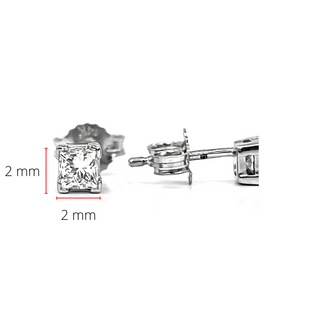 Aretes de diamantes canadienses de talla princesa de 0,10 quilates en oro blanco de 14 quilates