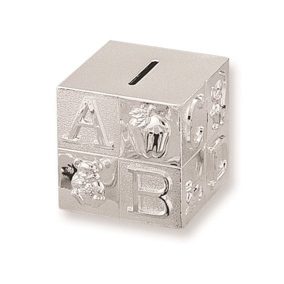 Silver-plated Metal Baby Block Bank
