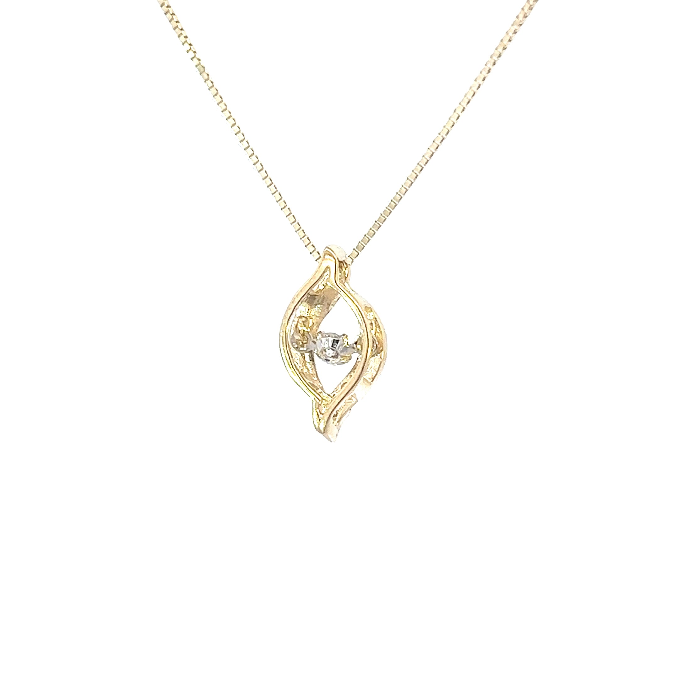 10K Yellow Gold 0.06 cttw Diamond Pulse Pendant, 18"