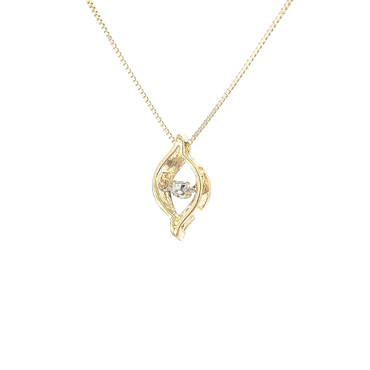 10K Yellow Gold 0.06 cttw Diamond Pulse Pendant, 18&quot;