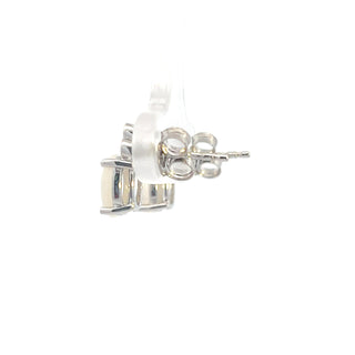 Aretes de diamantes y ópalo de oro blanco de 10 quilates