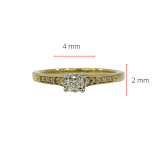Anillo de oro amarillo de 10 quilates con diamantes redondos de talla brillante de 0,20 quilates