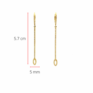 Aretes colgantes de diamantes de 0,31 quilates en oro amarillo de 14 quilates - 57 mm