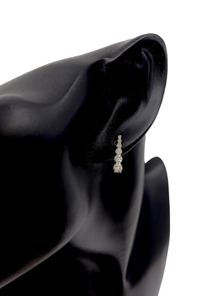 10K White Gold 1.00cttw Diamond Tappered 6 Stone Drop Earrings - 16mm x 4mm