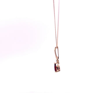 Colgante de oro amarillo de 10 quilates con diamantes y granates de 0,02 quilates, 18"