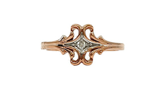 Anillo de oro rosa de 10 quilates con diamantes de 0,03 quilates, talla 6