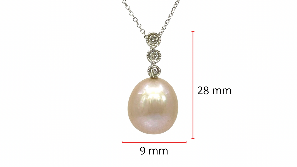 10K White Gold Fresh Water Pearl and Diamond Necklace, 18&quot;