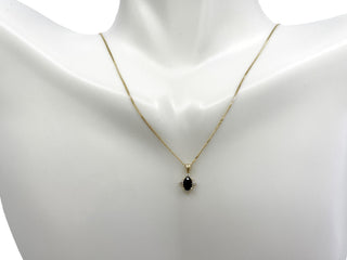 Collar de oro amarillo de 10 quilates con zafiro de 0,16 quilates y diamantes de 0,03 quilates - 18"