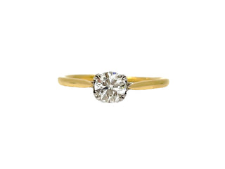 Anillo de diamantes canadienses de 0,536 quilates en oro amarillo y paladio de 18 quilates - Tamaño 6,25