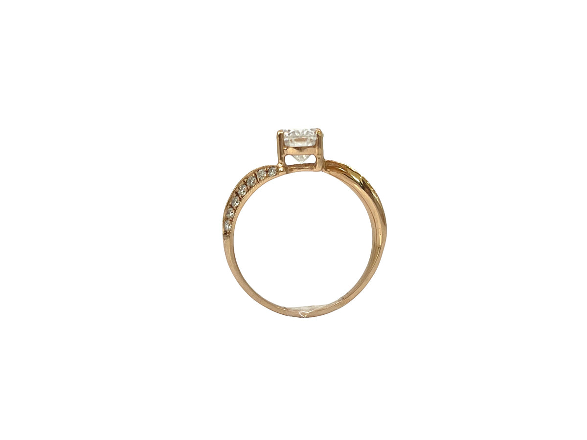 14K Rose Gold Moissanite &amp; Diamond Engagement Ring, size 7