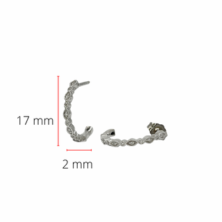 Aretes tipo argolla con diamantes de 0,07 quilates en oro blanco de 14 quilates