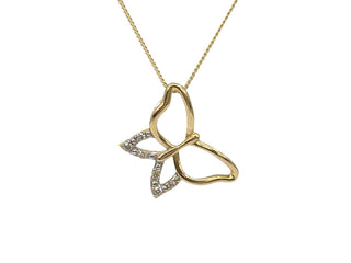 Collar de diamantes de 0,03 quilates con forma de mariposa en oro amarillo de 10 quilates - 18"