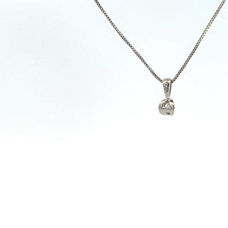 10K White Gold 0.04 cttw Diamond Solitaire Mezza Luna Pendant, 18"