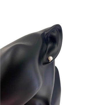 14K Yellow Gold 5.5-6mm Cultured Pearl and 0.02cttw Diamond Earrings with Butterfly Backs