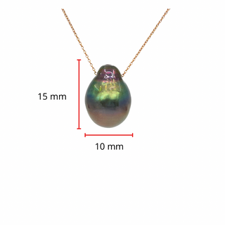 Collar de perlas de Tahití auténticas de oro rosa de 14 quilates, 18"