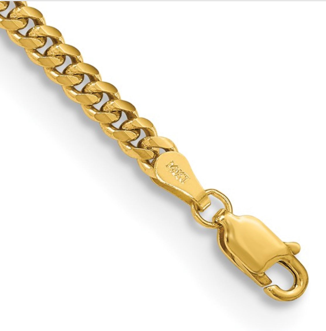 14K Yellow Gold Solid Miami Cuban Link Curb Chain - 4.3mm