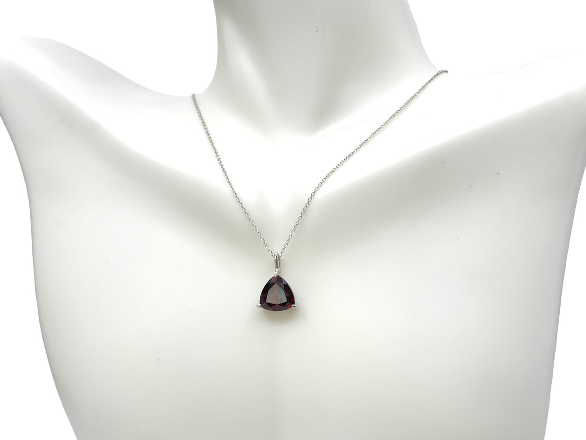 10K White Gold 2.95cttw Garnet Pendant with Rolo Chain - 18 Inches