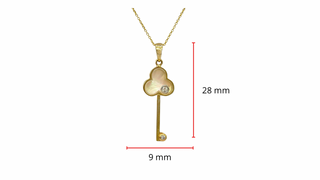 Colgante de nácar de oro amarillo de 10 quilates y diamante de 0,02 quilates, 18"