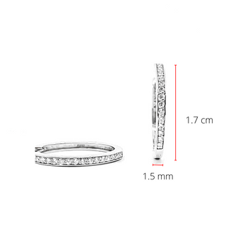 Aretes tipo argolla con diamantes de 0,15 quilates en oro blanco de 10 quilates