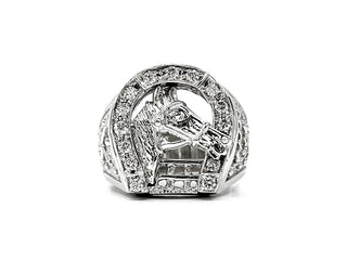 Anillo para caballero con diamantes de 0,45 quilates en oro blanco de 14 quilates, talla 10