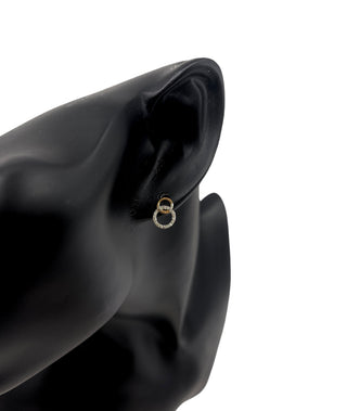 Aretes con forma de círculo o infinito de diamantes en oro amarillo de 10 quilates, 0,14 quilates