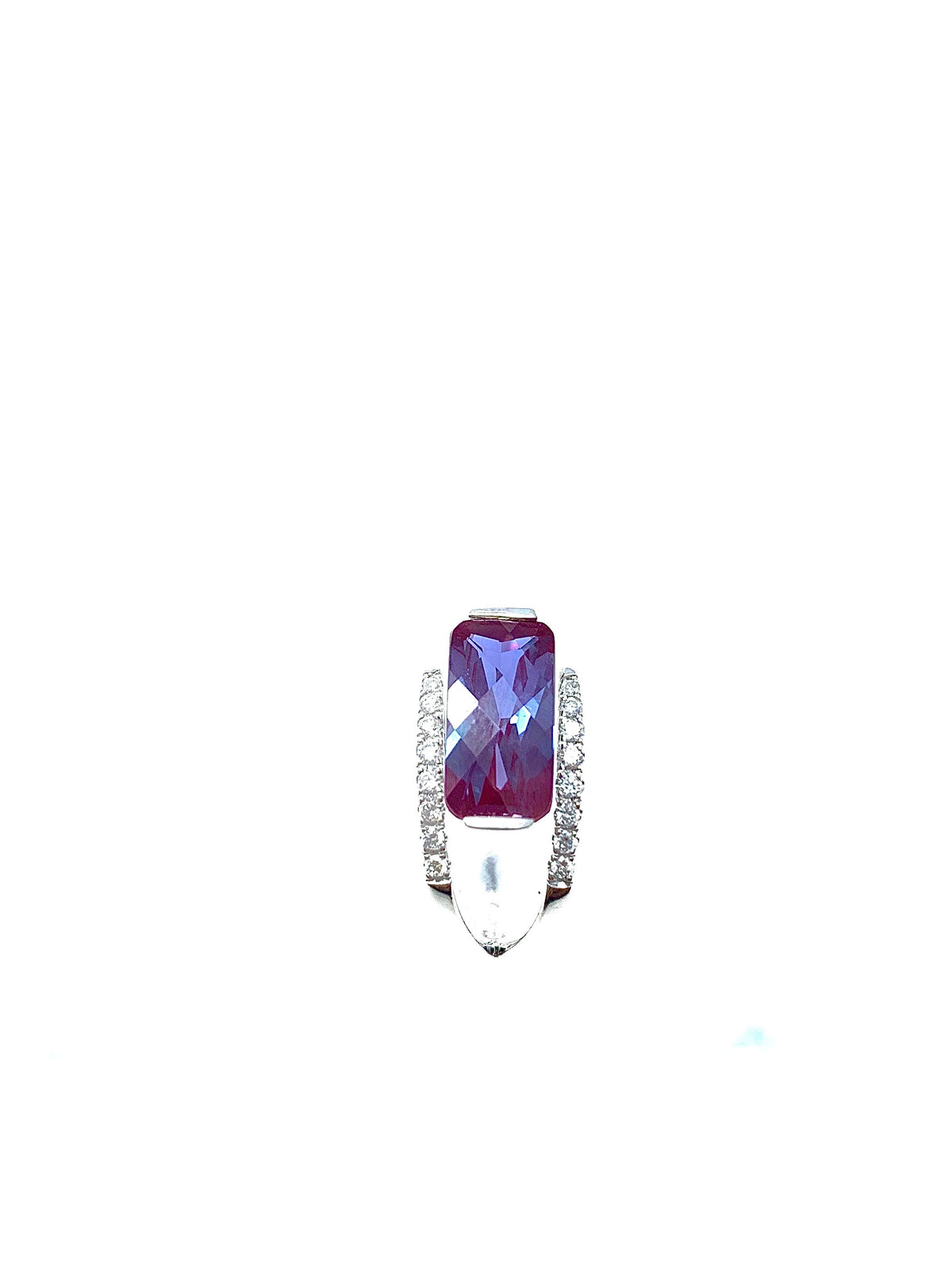 Created Alexandrite and Diamond Ring