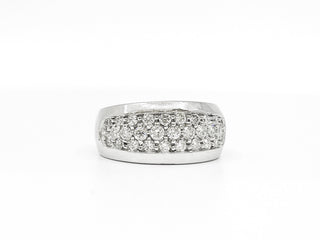 Anillo de oro blanco de 14 quilates con pavé de diamantes de 0,80 quilates, talla 6