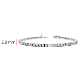 Brazalete de tenis con diamantes de 3,00 quilates en oro blanco de 14 quilates, 7"