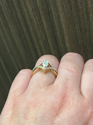 14K Yellow Gold 0.76cttw Marquise Cut Lab Grown Diamond Ring, Size 6