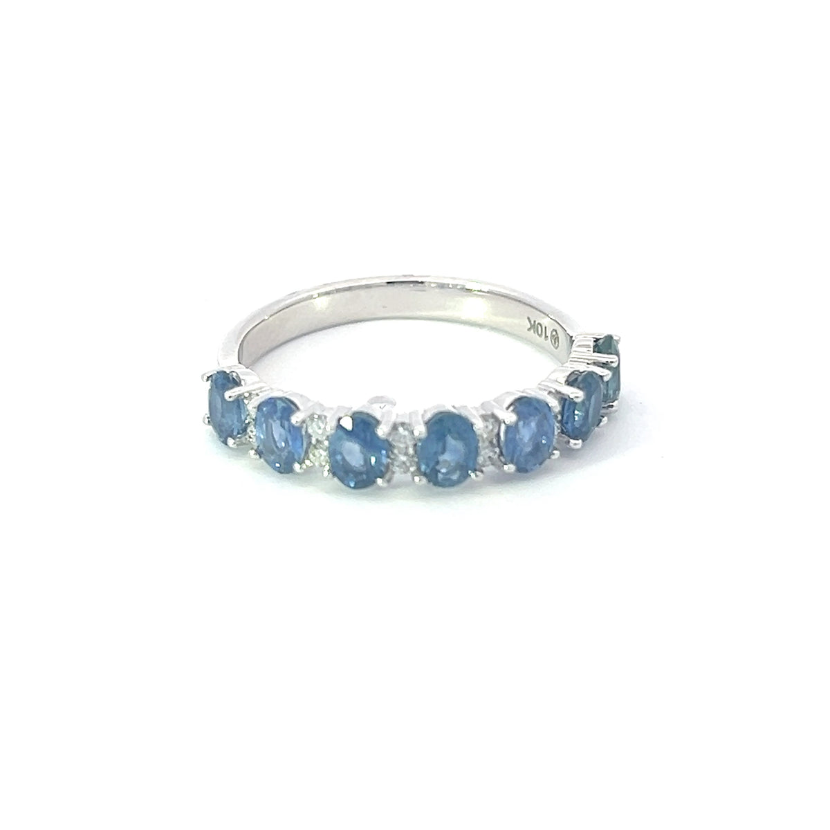 10K White Gold Sapphire &amp; Diamond Ring, size 6.5