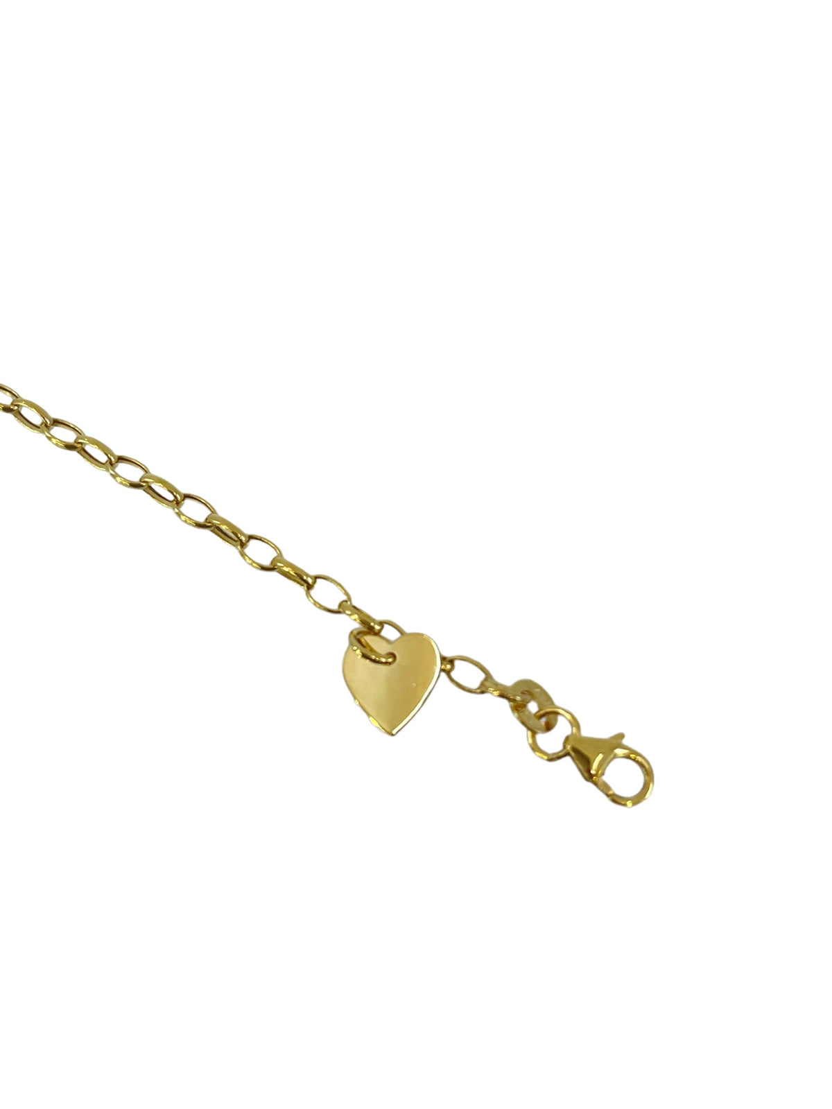 Pulsera de oro amarillo de 10 quilates con colgante de corazón grabable, 6,0&quot; 