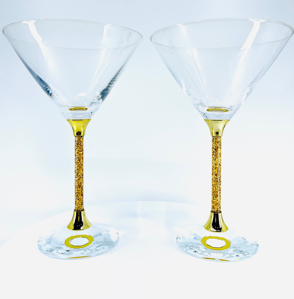 Copas de Martini de 2 piezas con tallos en escamas de oro de 24 quilates
