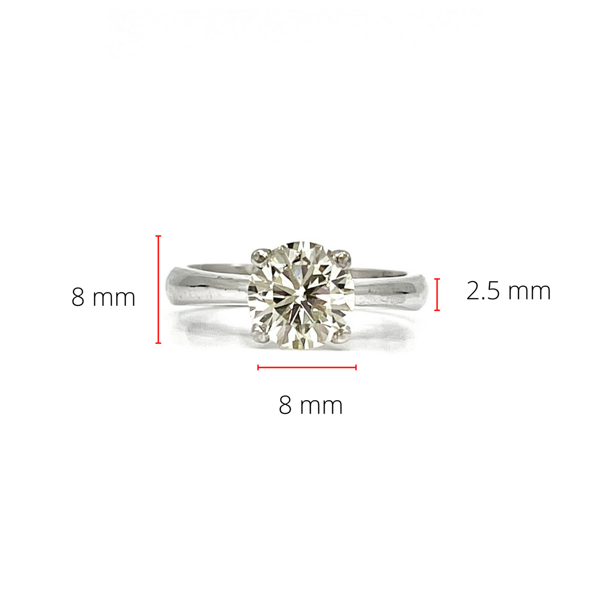 14K White Gold 1.52cttw Diamond Solitaire Engagement Ring, size 6.5