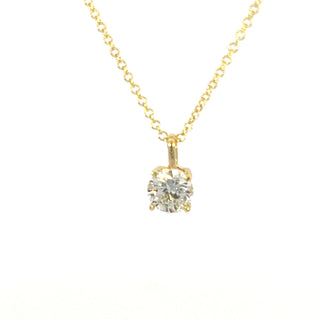 14K Yellow Gold Lab Grown 1.06cttw Round Brilliant Cut Diamond Claw Set Pendant